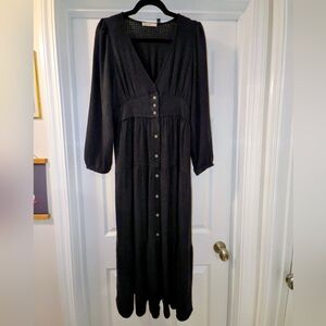 Marine Layer Black Maeve Long Sleeve Dress